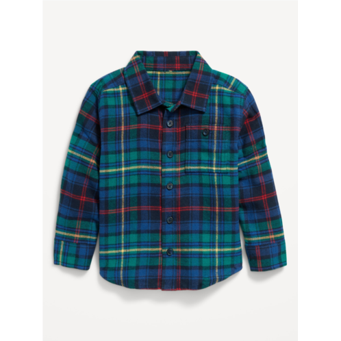 Oldnavy Cozy Long-Sleeve Plaid Pocket Shirt for Toddler Boys