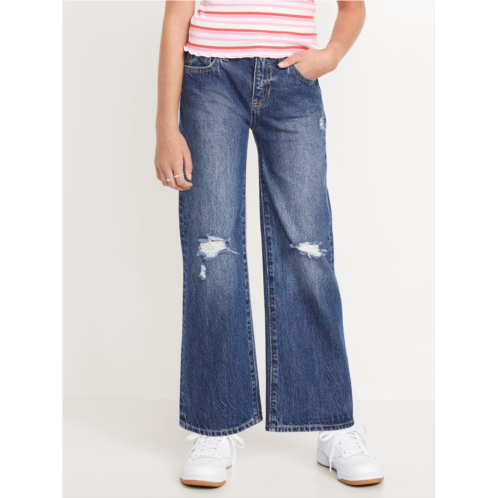 Oldnavy High-Waisted Baggy Ripped Wide-Leg Jeans for Girls