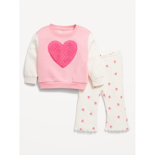 Oldnavy Cozy Fleece Embroidered Patch Sweatshirt and Leggings Set for Baby