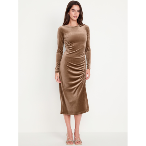 Oldnavy Ruched Velvet Midi Dress Hot Deal