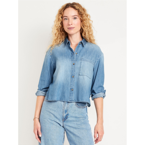 Oldnavy Jean Button-Down Cropped Shirt