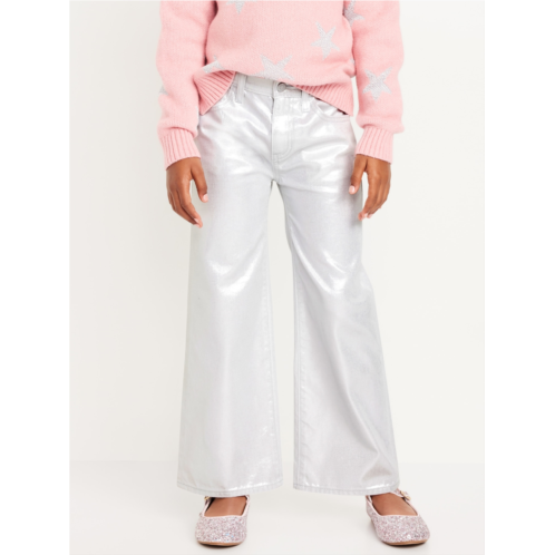 OldNavy High-Waisted Baggy Silver Shine Wide-Leg Jeans for Girls