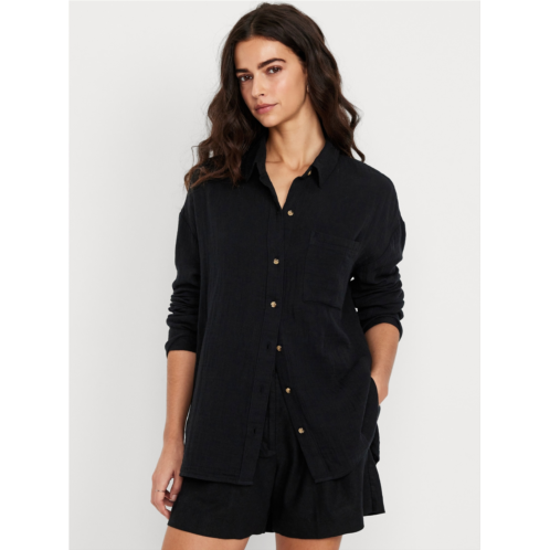 Oldnavy Crinkle Gauze Loose Button-Down Shirt Hot Deal