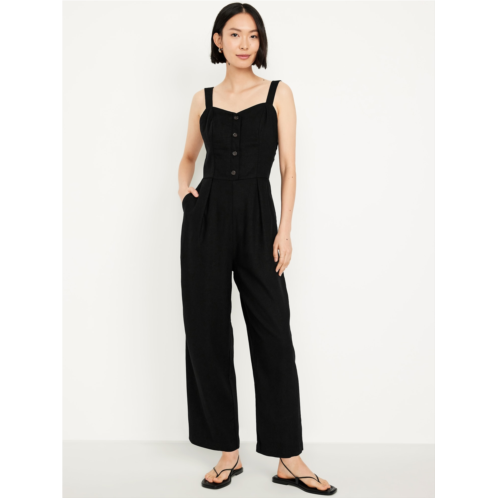 Oldnavy Button-Front Linen-Blend Cami Jumpsuit