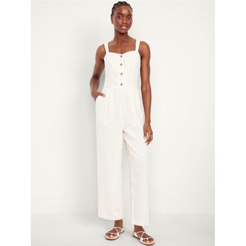 Oldnavy Button-Front Linen-Blend Cami Jumpsuit