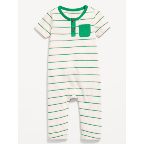 Oldnavy Short-Sleeve Jersey-Knit Henley One-Piece for Baby