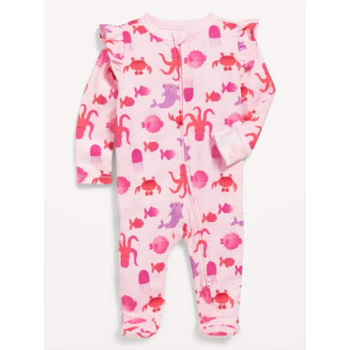 OldNavy 2-Way-Zip Sleep & Play Ruffle-Trim Footed One-Piece for Baby