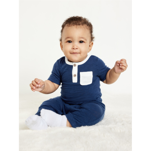 Oldnavy Short-Sleeve Slub-Knit Henley One-Piece for Baby