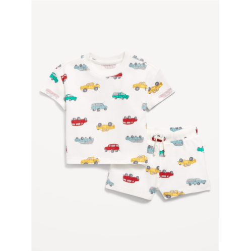 Oldnavy Printed Waffle-Knit Top and Shorts Set for Baby