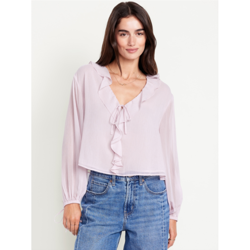 OldNavy Ruffled Chiffon Cropped Blouse