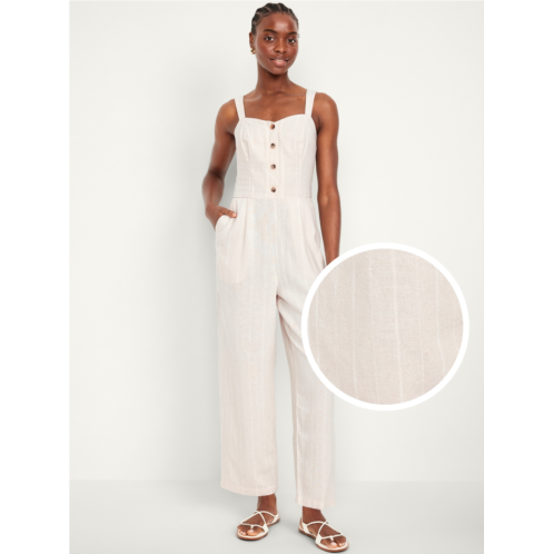 OldNavy Button-Front Linen-Blend Cami Jumpsuit