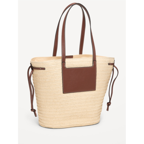 OldNavy Faux-Leather Drawstring Straw Tote