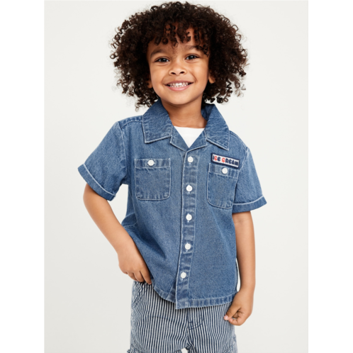 OldNavy Short-Sleeve Embroidered Pocket Shirt for Toddler Boys