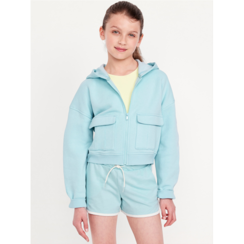 OldNavy Cropped Zip-Front Cargo Pocket Hoodie for Girls