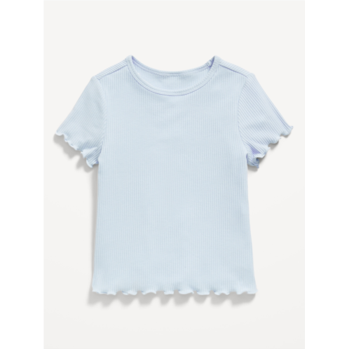OldNavy Short-Sleeve Lettuce-Edge Ribbed T-Shirt for Toddler Girls