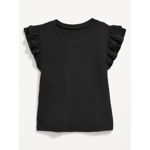 OldNavy Fitted Short-Sleeve Ruffle-Trim Ribbed Top for Girls