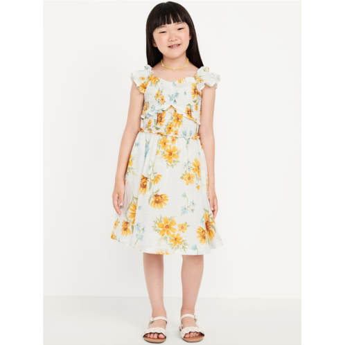 OldNavy Printed Flutter-Sleeve Smocked Fit and Flare Dress for Girls