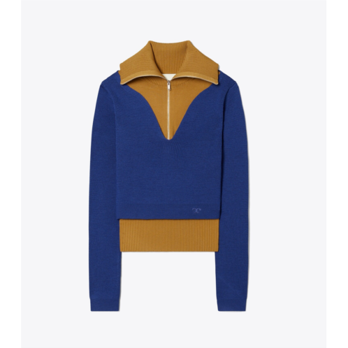 Tory Burch DOUBLE LAYERED ZIP PULLOVER