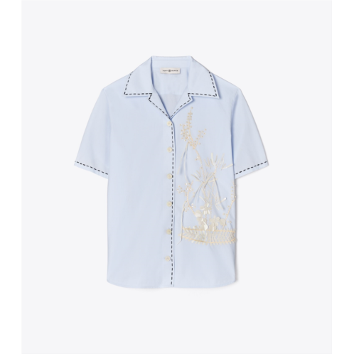 Tory Burch EMBROIDERED CAMP SHIRT