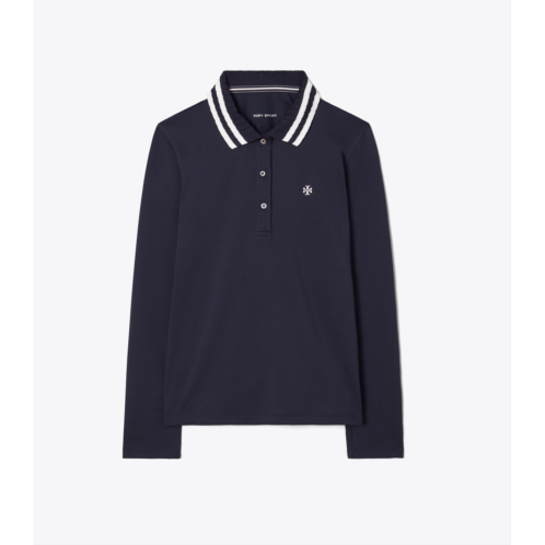 Tory Burch PERFORMANCE PIQUEE LONG SLEEVE POLO