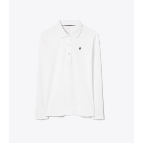 Tory Burch PERFORMANCE PIQUEE LONG-SLEEVE POLO