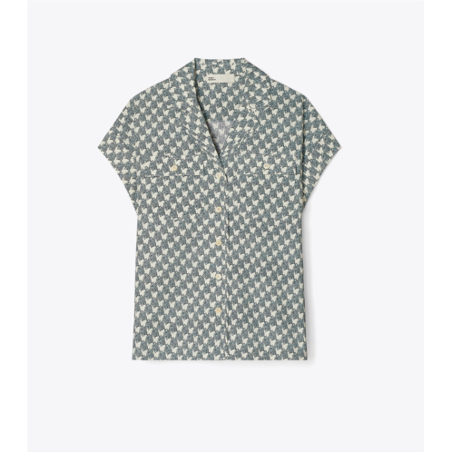 Tory Burch PRINTED COTTON POPLIN CAMP SHIRT