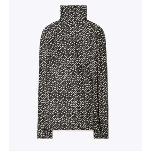 Tory Burch PRINTED JERSEY MOCKNECK SHIRT