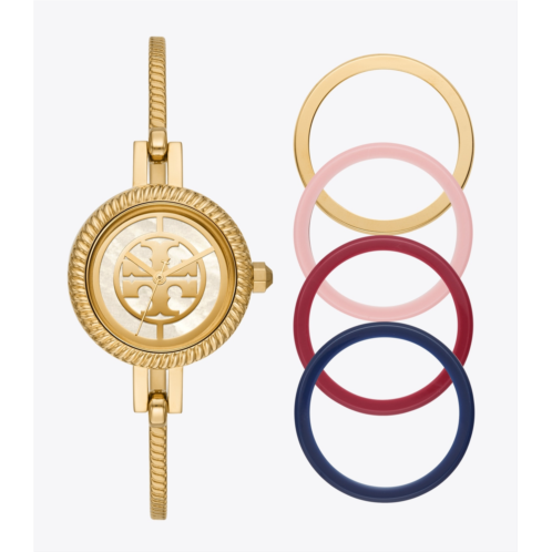 Tory Burch REVA BANGLE WATCH GIFT SET, MULTI-COLOR/GOLD-TONE STAINLESS STEEL