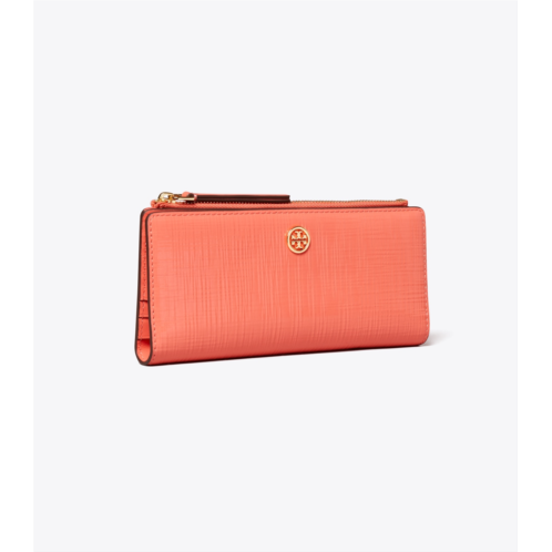 Tory Burch ROBINSON CROSSHATCHED ZIP SLIM WALLET