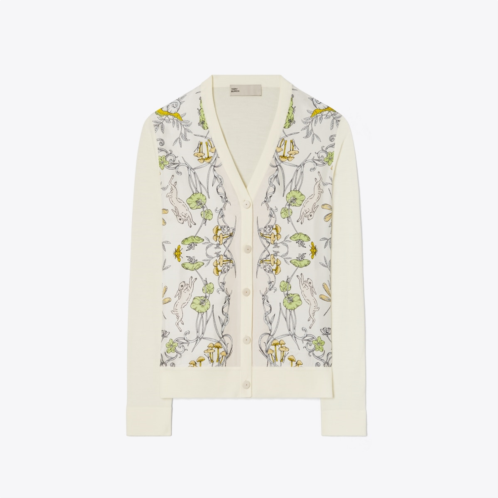 Tory Burch SILK FRONT CARDIGAN