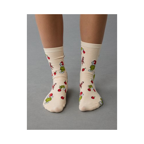 American Eagle AE Girly Grinch Holiday Crew Socks