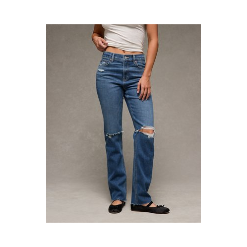 American Eagle AE Stretch Ripped Super High-Waisted Straight Jean