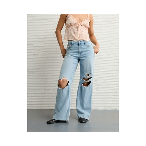 American Eagle AE Dreamy Drapey Stretch Ripped Super High-Waisted Baggy Wide-Leg Jean