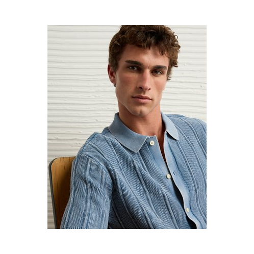 American Eagle AE Weekend Washed Button-Up Sweater Polo Shirt