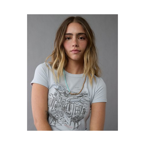 American Eagle AE Destination Graphic Hey Baby Tee