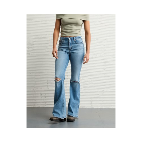 American Eagle AE Next Level Ripped Super High-Waisted Flare Jean