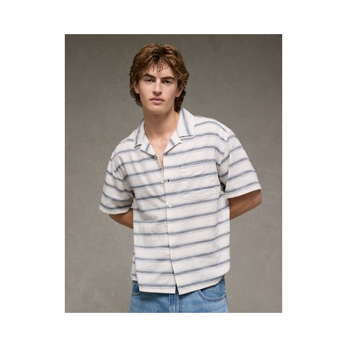 American Eagle AE Poolside Striped Button-Up Shirt