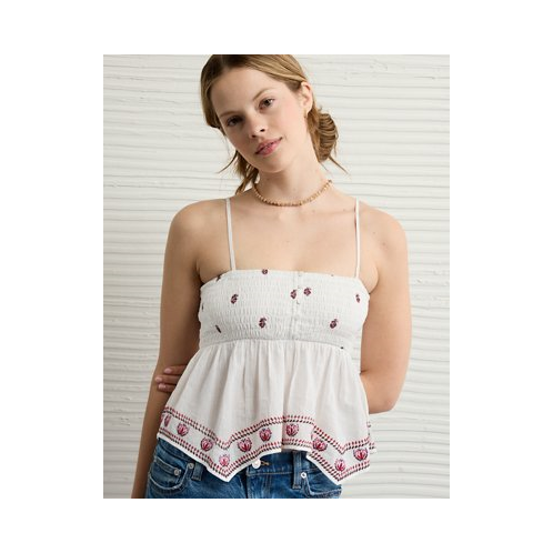American Eagle AE Handkerchief Hem Smocked Babydoll Tube Top