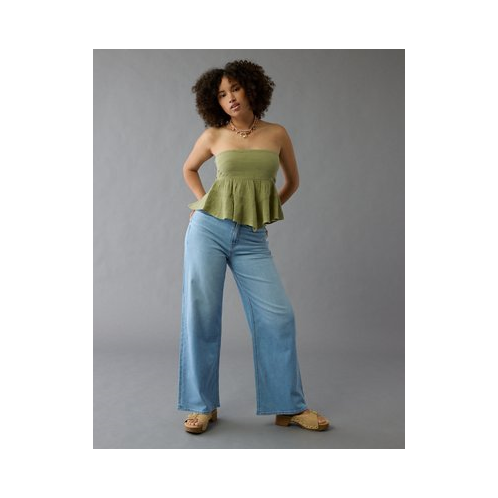American Eagle AE Dreamy Drape Stretch Curvy Super High-Waisted Baggy Wide-Leg Jean