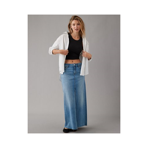 American Eagle AE To The Floor Denim Maxi Skirt