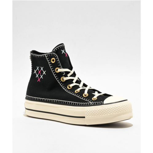 Converse Chuck Taylor All Star Lift Stitch Sich Black & White High Top Platform Shoes | Zumiez