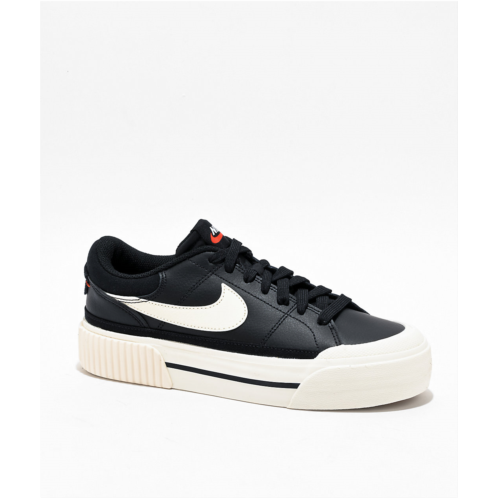 Nike Court Legacy Lift Black & White Platform Shoes | Zumiez