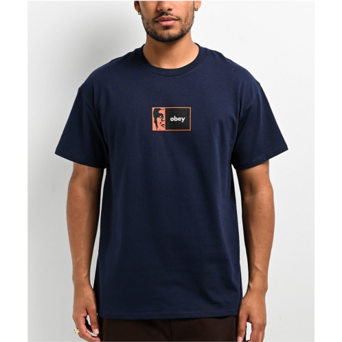 Obey Icon Bar Navy Blue T-Shirt | Zumiez