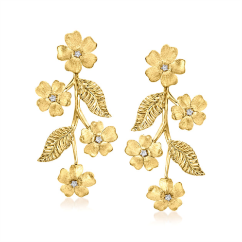 Ross-Simons diamond flower vine drop earrings in 18kt gold over sterling