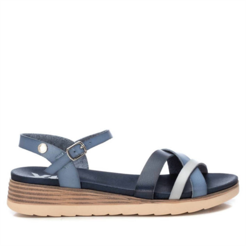 Xti womens low wedge sandals in navy