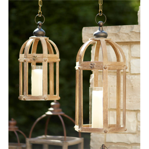 HouzBling lanterns (set of 2) 21h, 28h wood/metal/glass