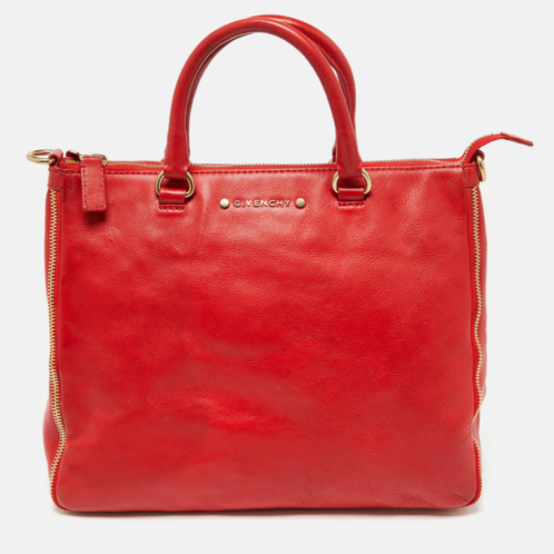 Givenchy orange leather zip tote