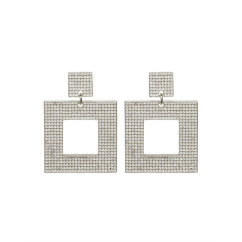 LUV AJ the pave box hoops earrings in silver