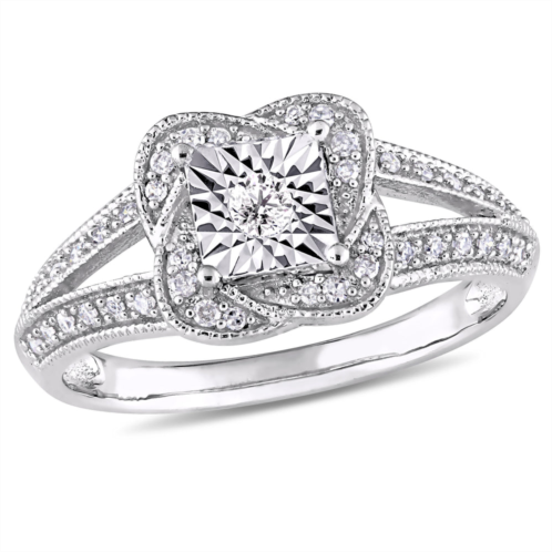 Mimi & Max 1/5ct tw diamond vintage split shank ring 10k white gold