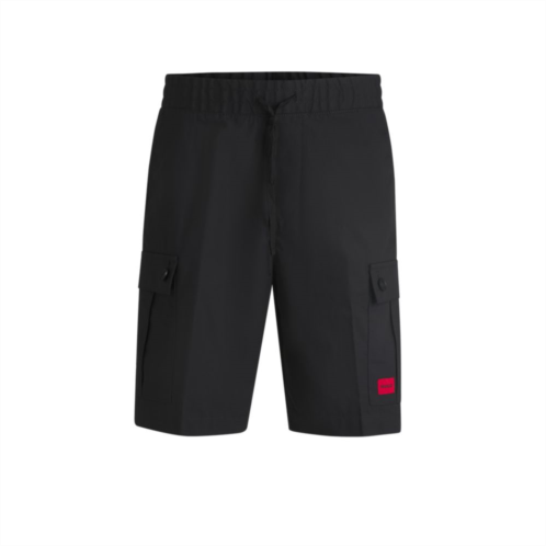 HUGO structured-cotton shorts with red logo label